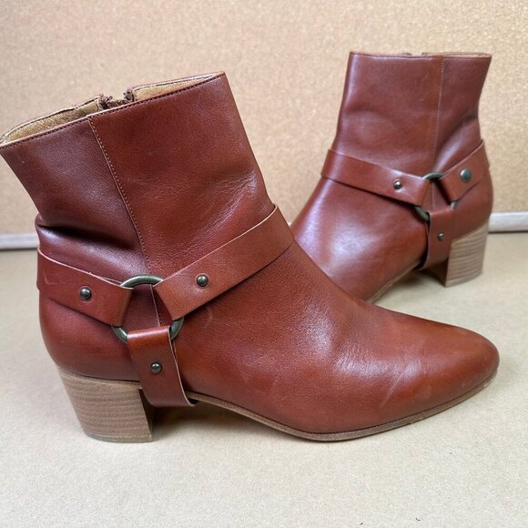 Sessun Women's Fort Graham Brown Harness Moto Leather Ankle Boots EU 40 / US 9 - Picture 1 of 9